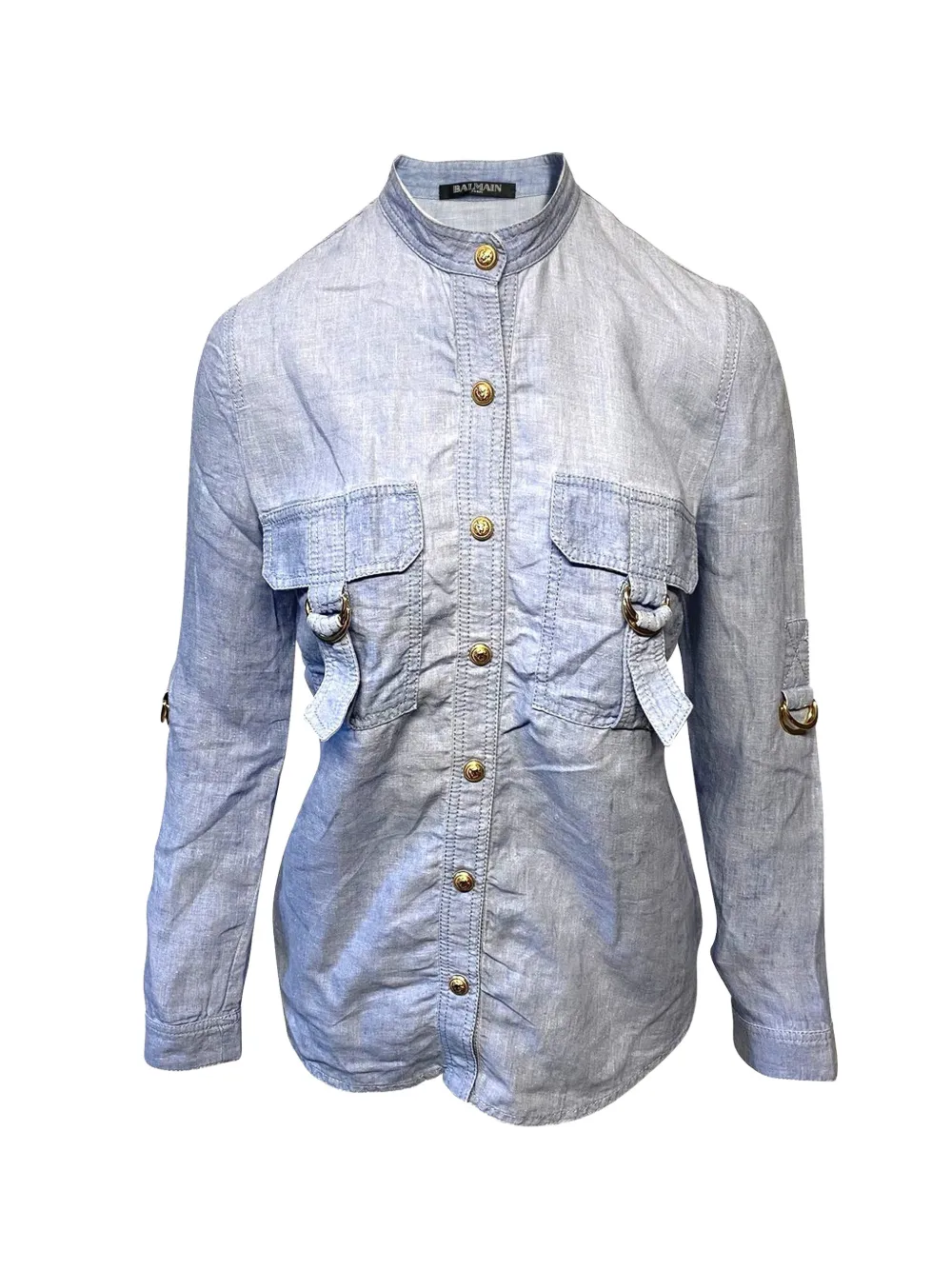 Balmain Pre-Owned chest-pocket shirt - Blu