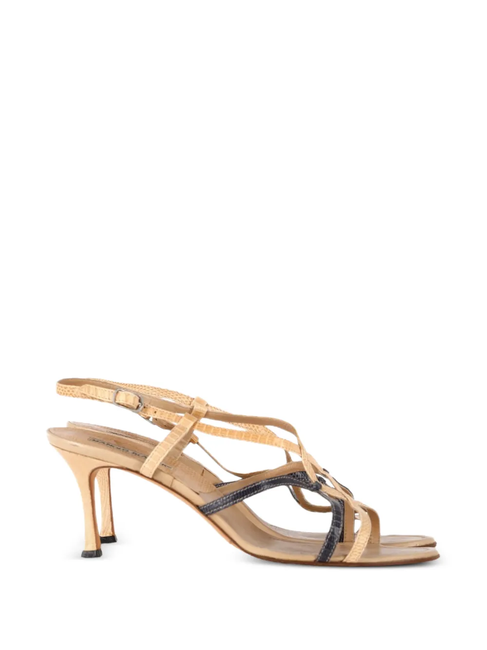 Manolo Blahnik snakeskin-print strappy sandals - Toni neutri