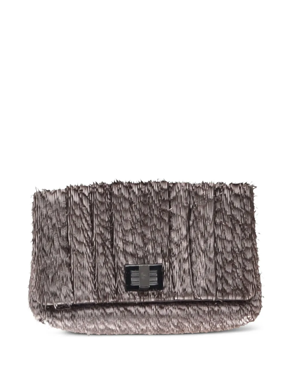 Anya Hindmarch fringed-detail leather clutch bag - Grigio