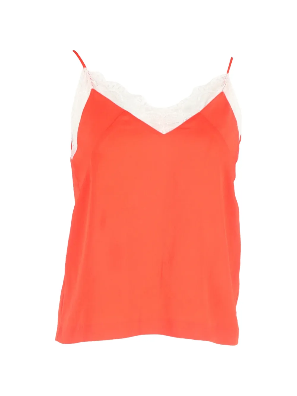 Pre-owned Maje Lace-trim Top In Red