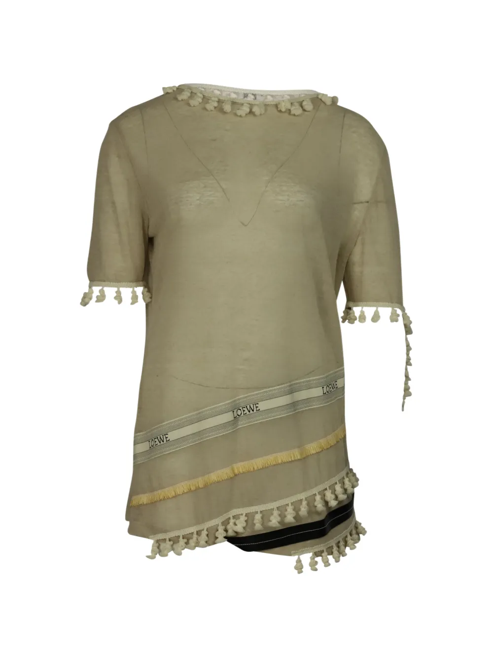 Loewe Pre-Owned tassel asymmetric T-shirt - Toni neutri