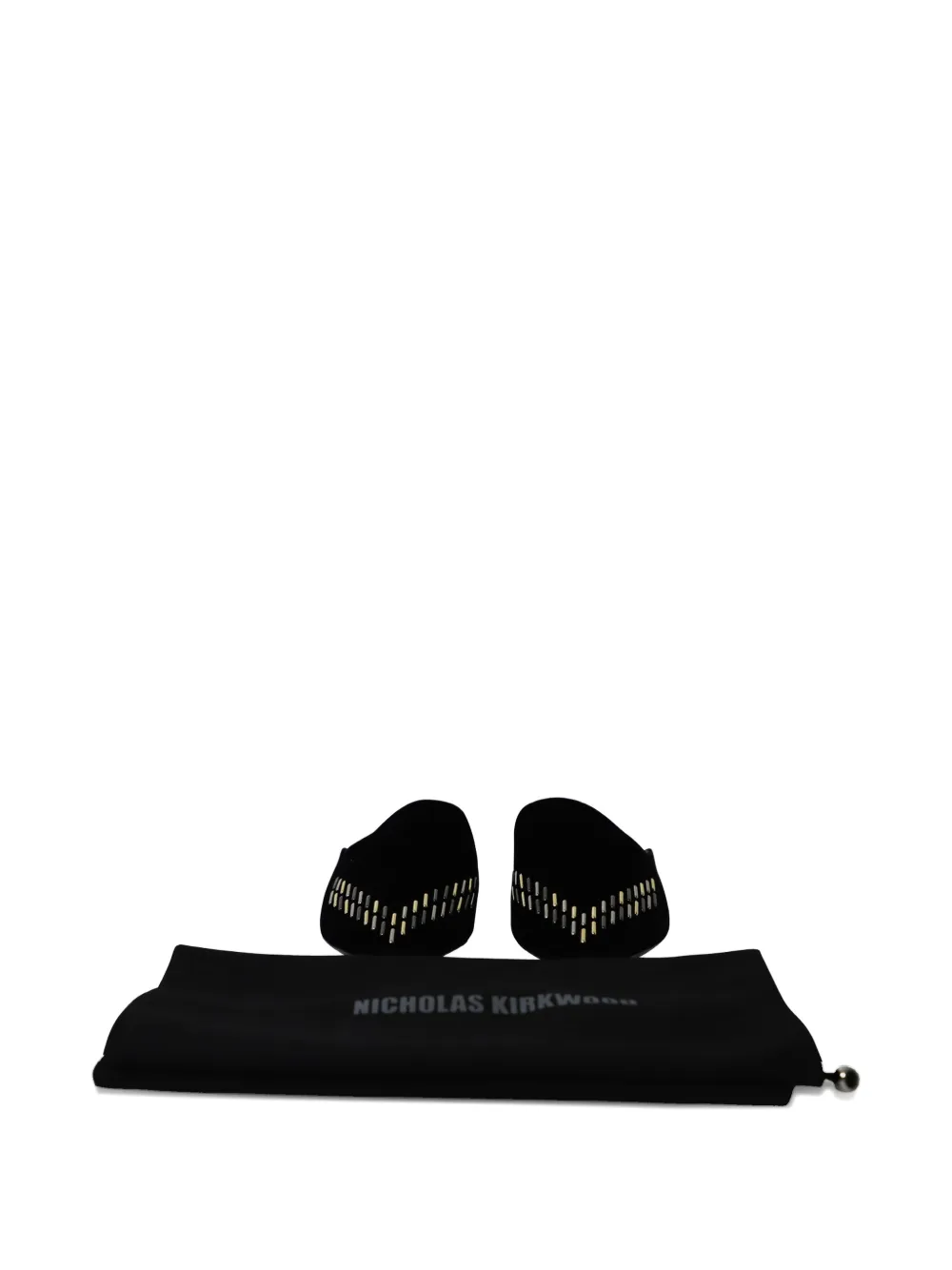Nicholas Kirkwood metal-applique velvet mules - Nero