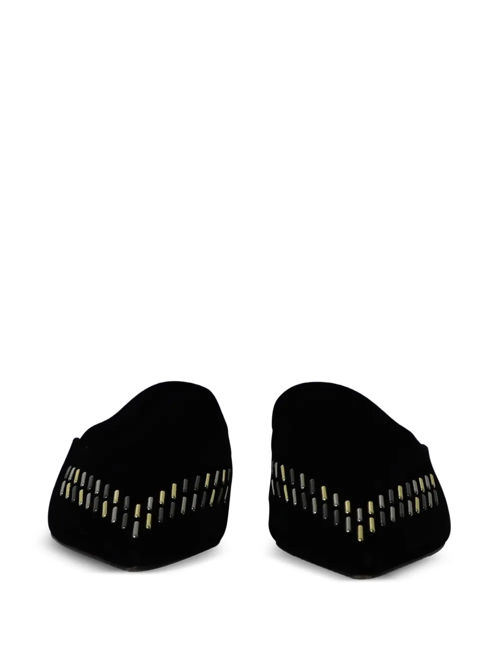 Metal-Applique Velvet Mules