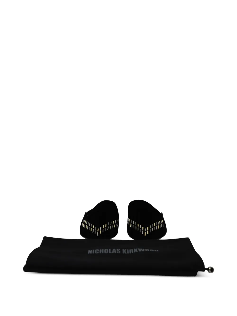 Metal-Applique Velvet Mules