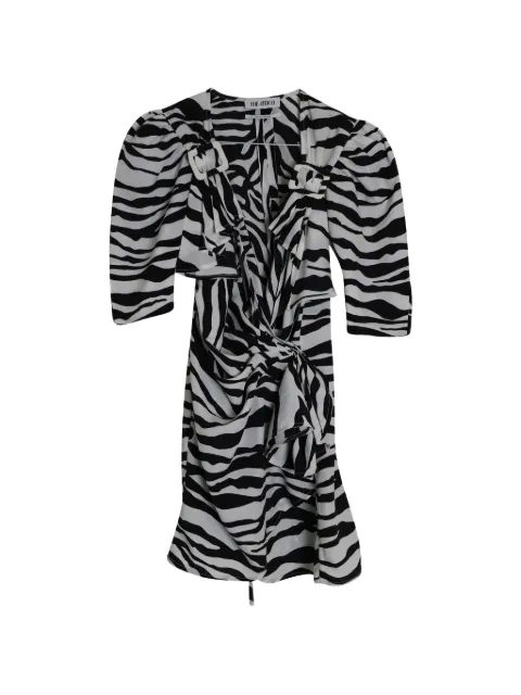 The Attico vestido corto con mangas farol y estampado de cebra