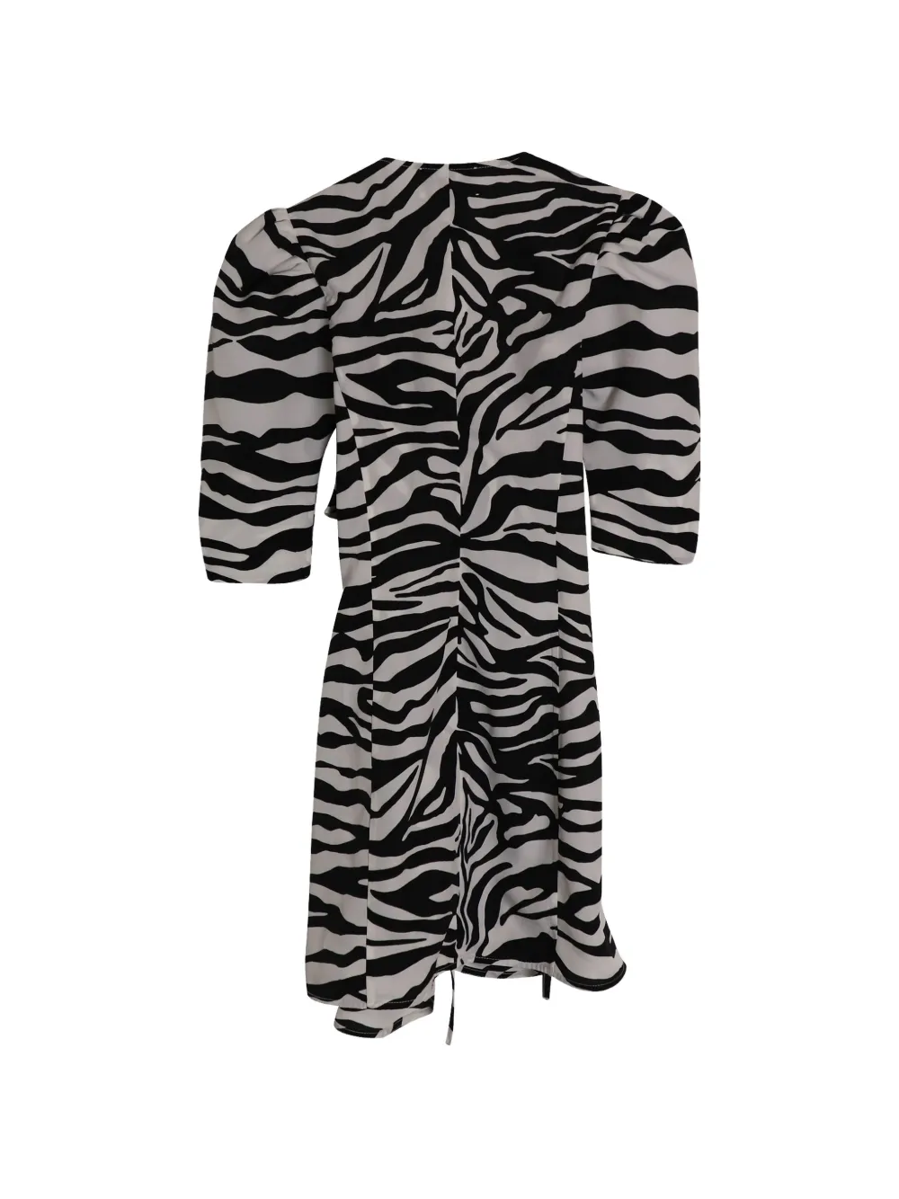 Zebra-Print Puff-Sleeves Mini Dress