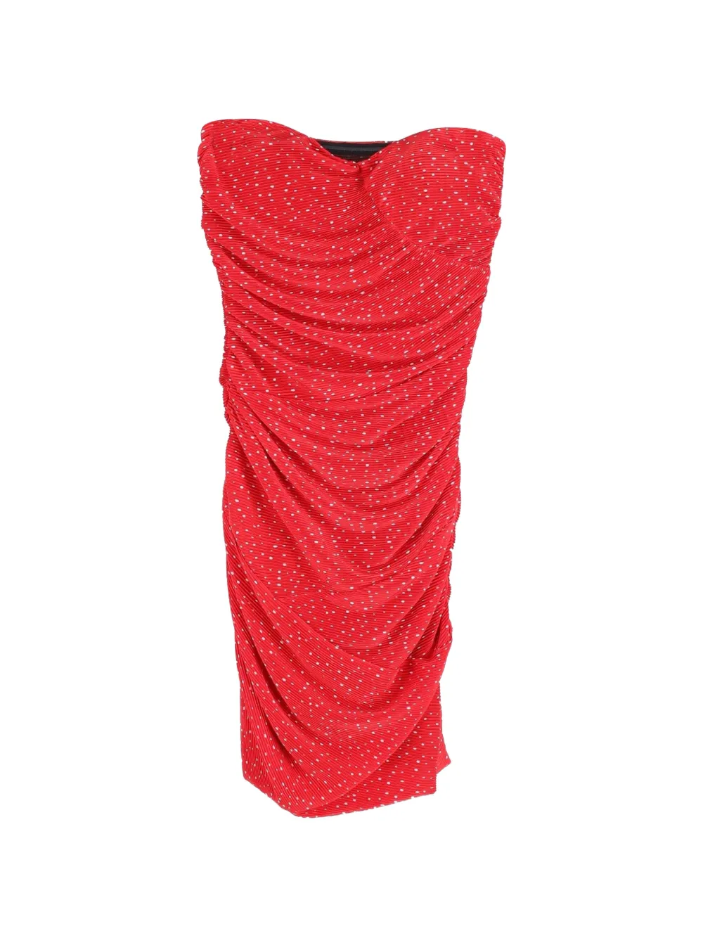 Maje polka-dot ruched mini dress - Rosso