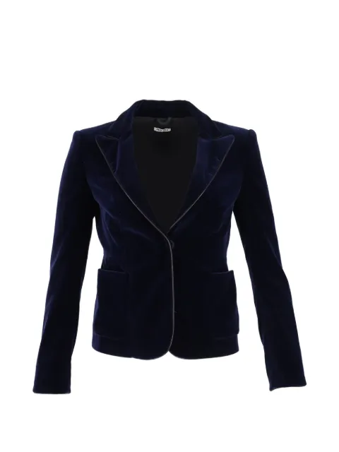 Miu Miu Pre-Owned velvet leather-trim blazer