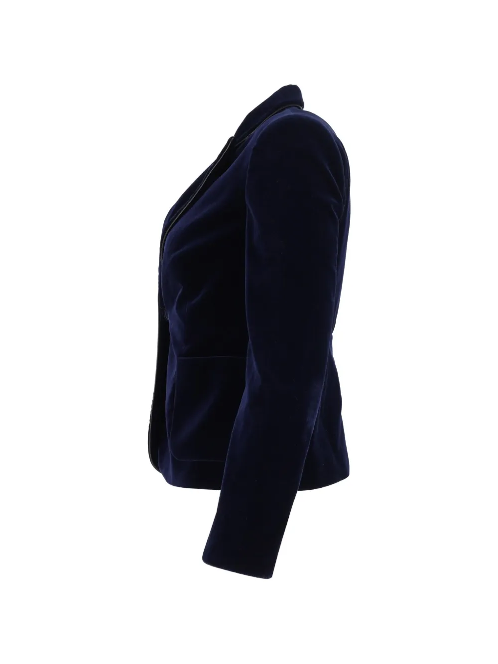 Velvet Leather-Trim Blazer