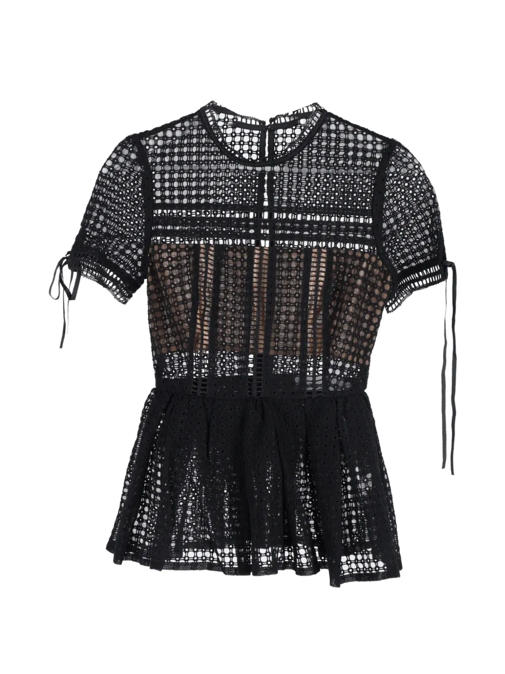 Self-Portrait Guipure lace peplum blouse - Nero