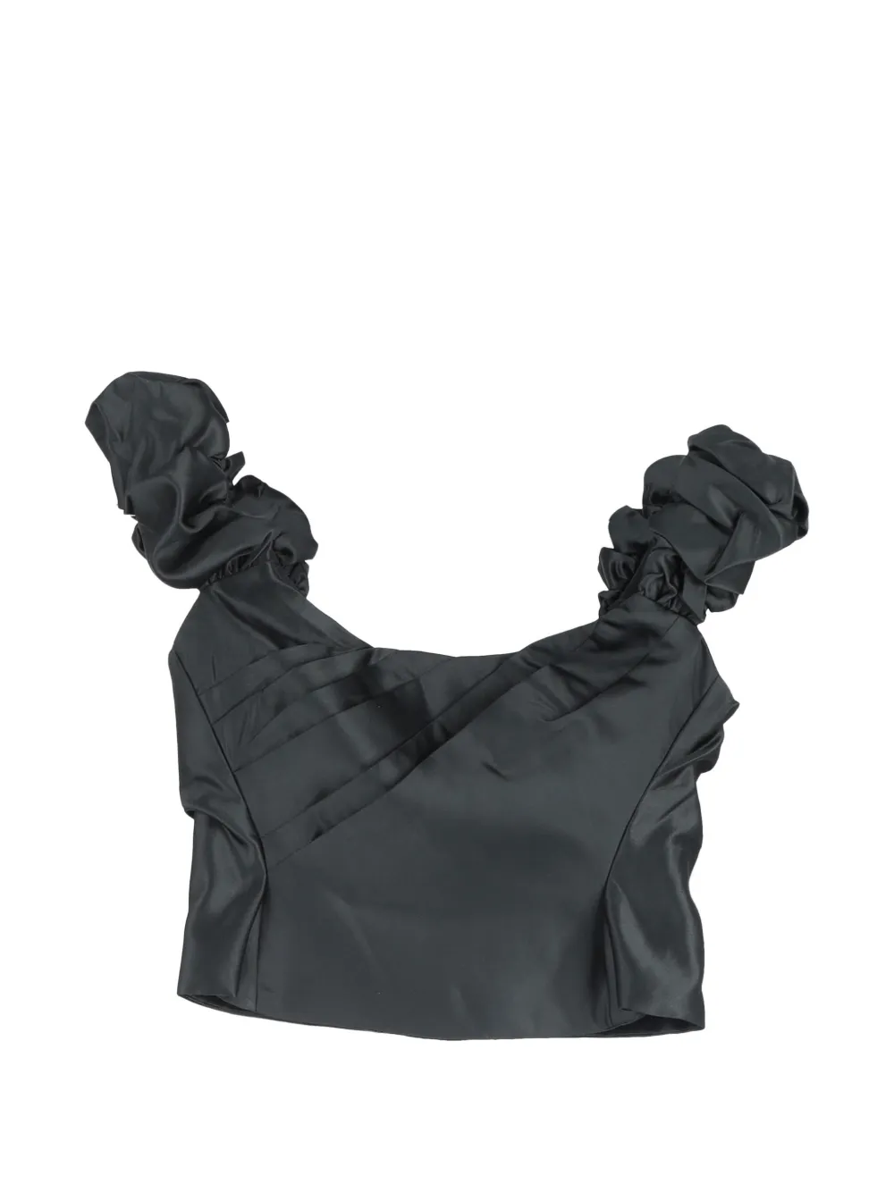 Pre-owned Loveshackfancy Pleated Cropped Top In Black