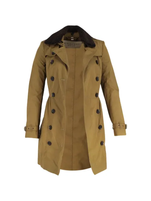 Burberry Pre-Owned shearling-collar belted trench coat