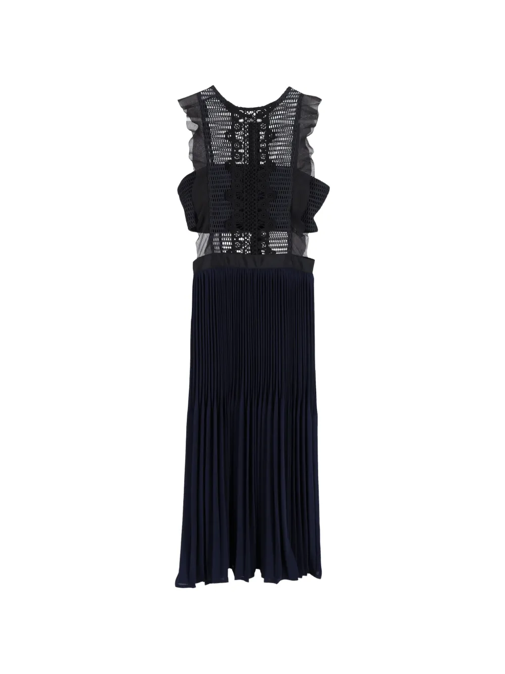 Self-Portrait lace pleated midi dress - Blu