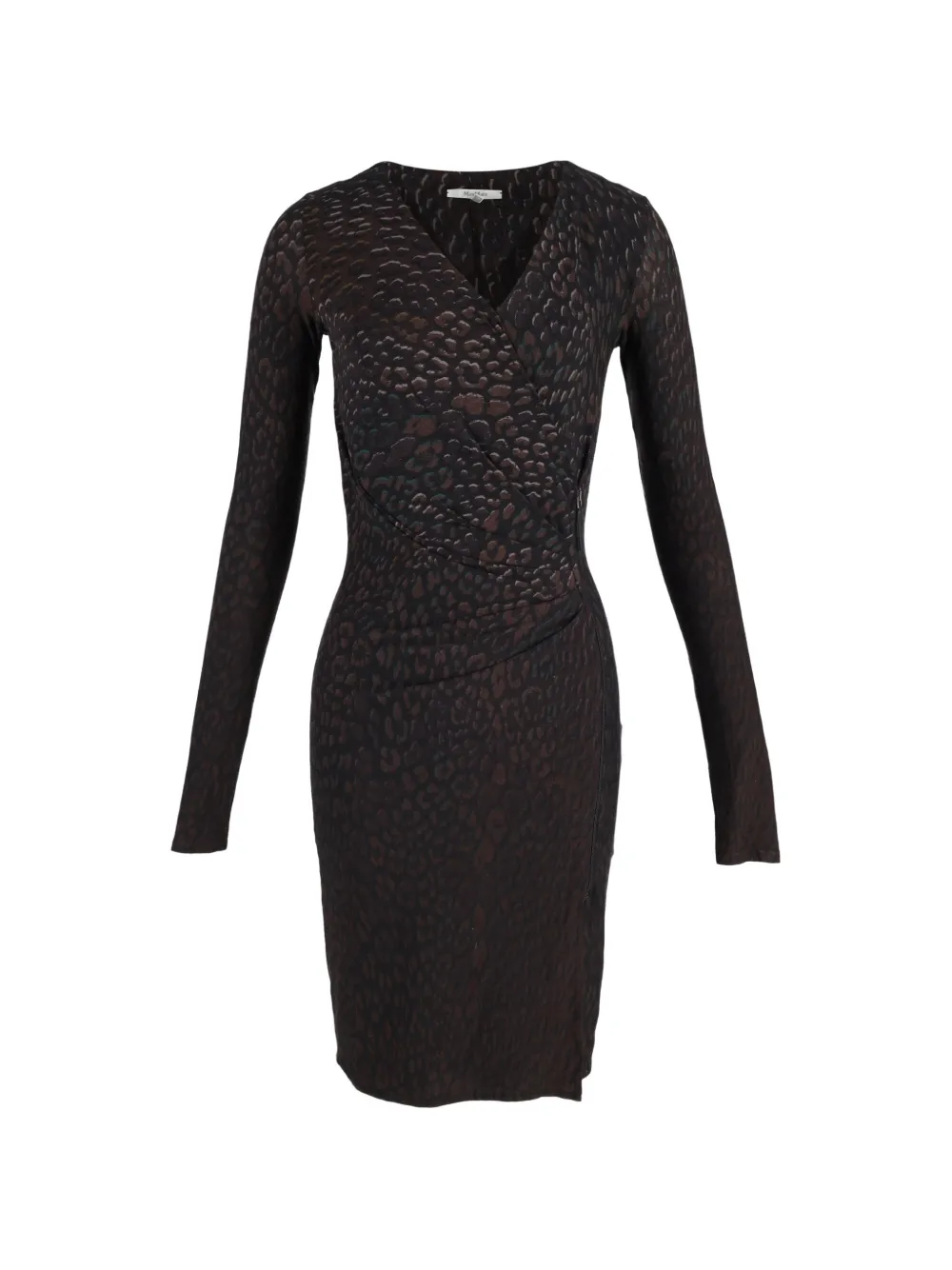 Max Mara leopard-print long-sleeve dress - Marrone