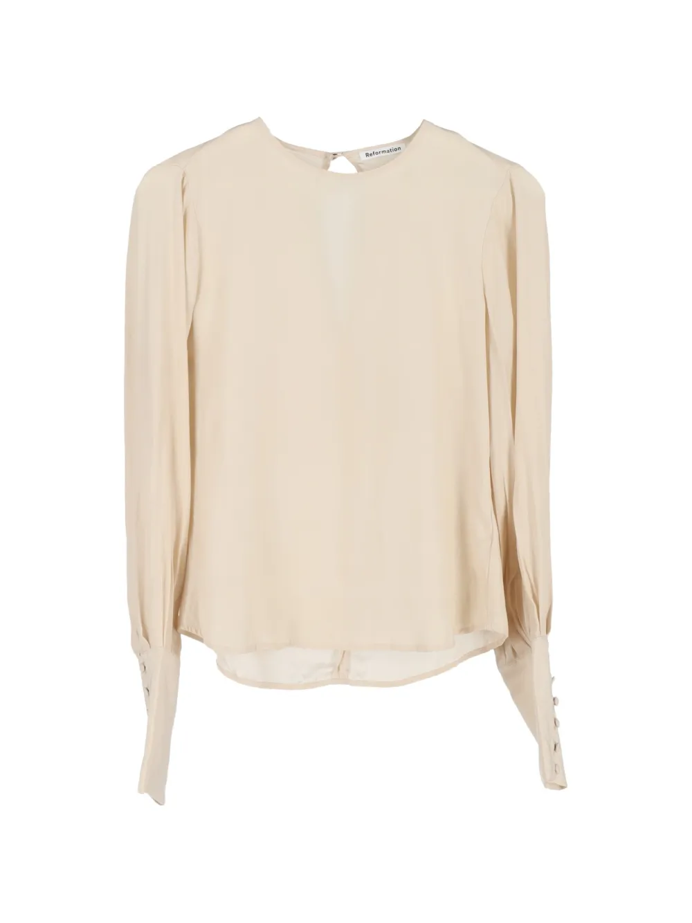 Pre-owned Reformation Crew-neck Long-sleeve Blouse In Neutral