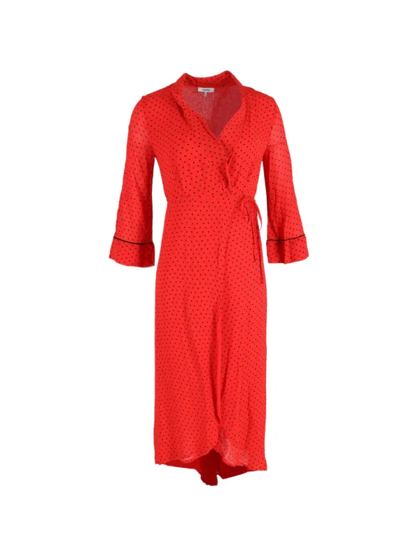 ganni red polka dot dress GANNI polka-dot Wrap Midi Dress | Red