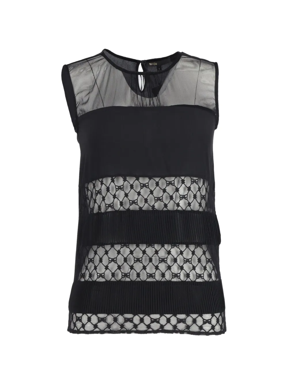 Pre-owned Maje Sheer-panel Silk Top In Black