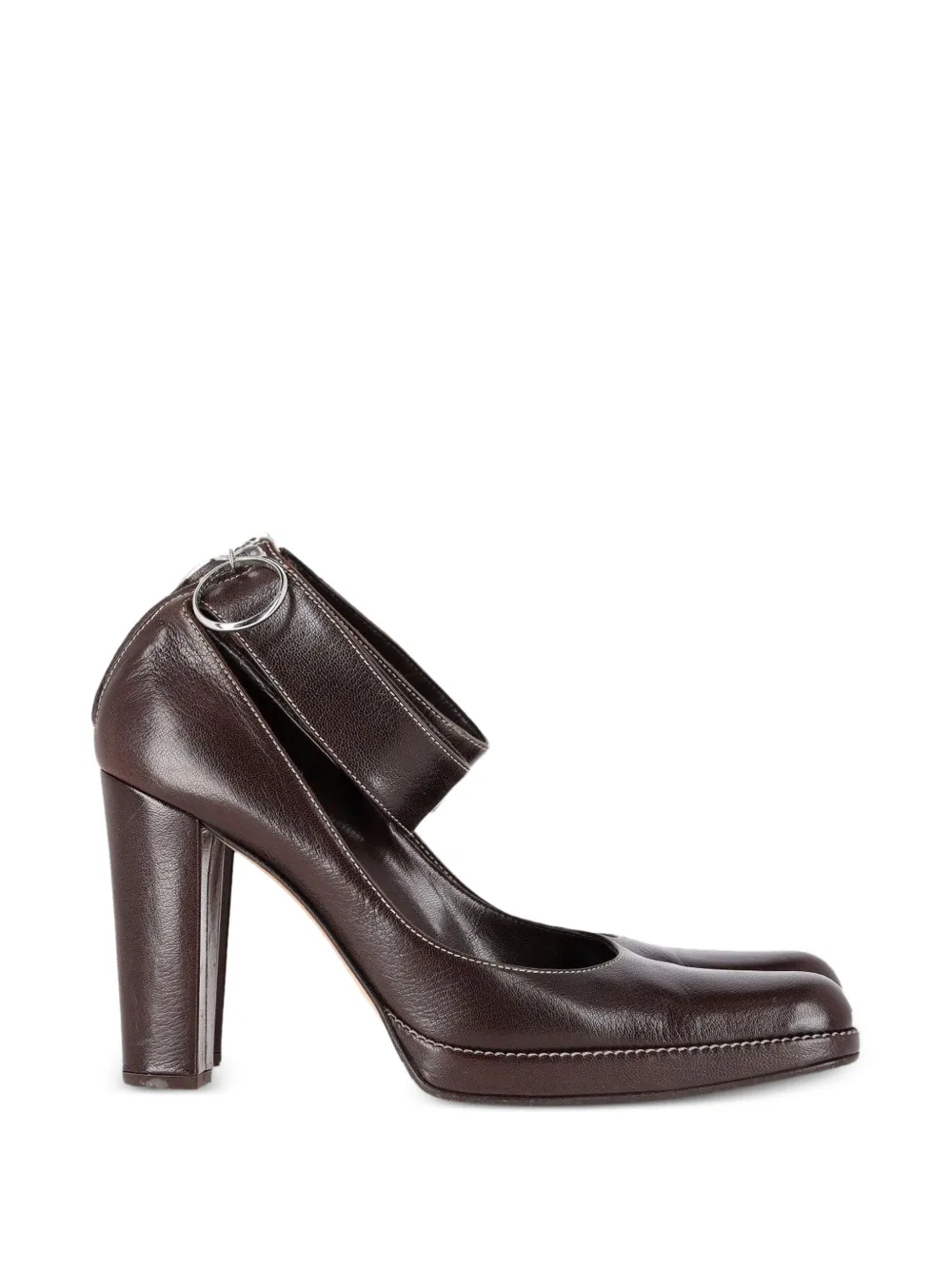 Sergio Rossi Vintage ankle-strap leather pumps - Braun