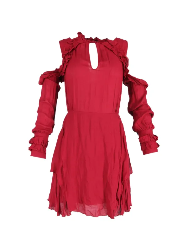 iro red dress IRO Hanie ruffle-detail cold-shoulder Mini Dress | Red