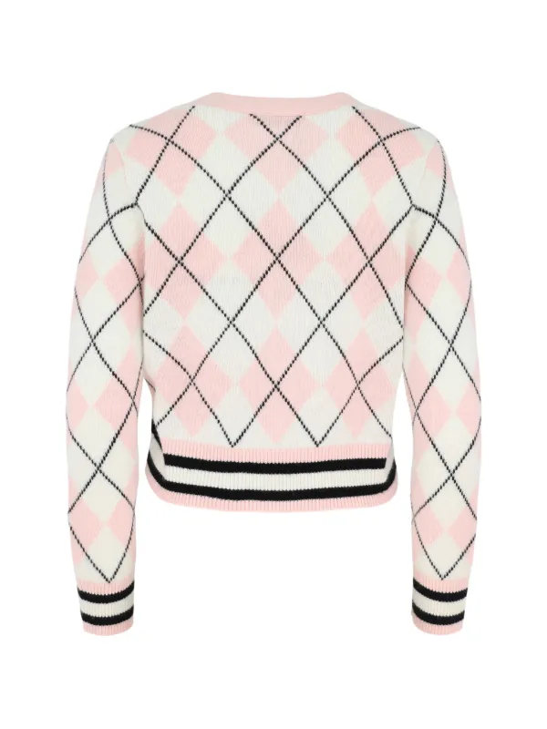 Alice + Olivia Grace argyle-knit Cardigan | Pink | FARFETCH