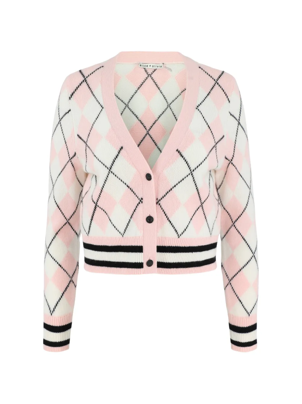 alice + olivia Grace argyle-knit cardigan - Rosa