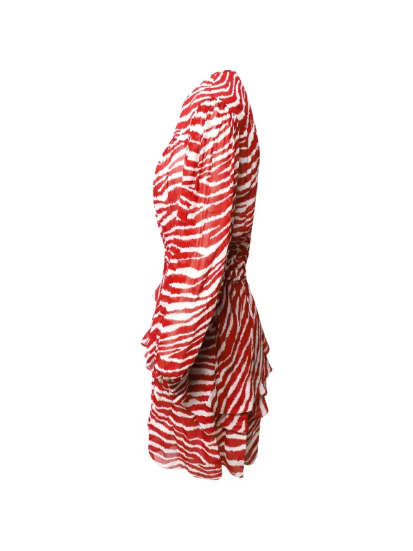 red and white zebra print dress Zebra-print tinsel minidress in red - JW Anderson