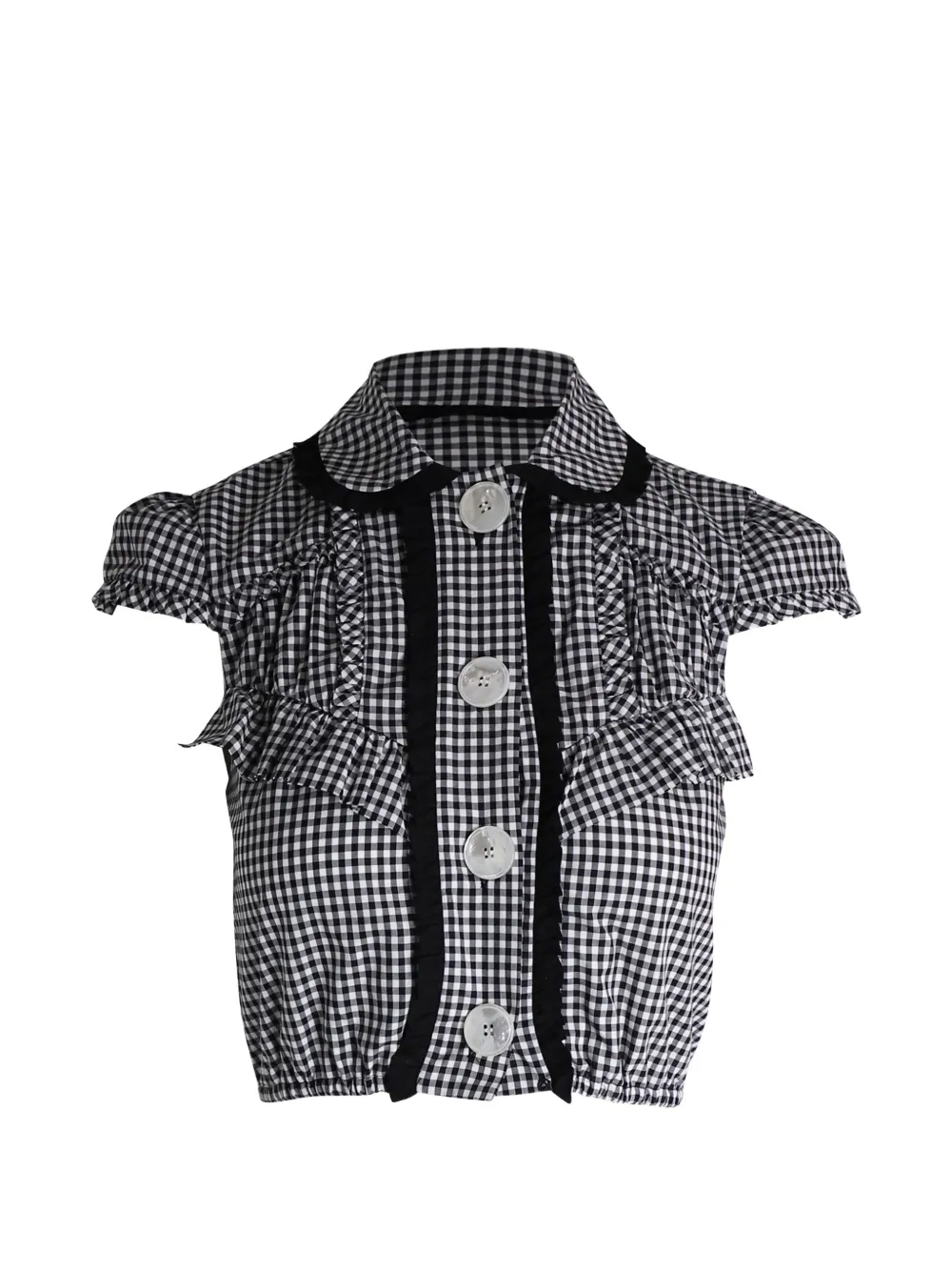 Miu Miu Pre-Owned gingham cropped shirt - Bianco