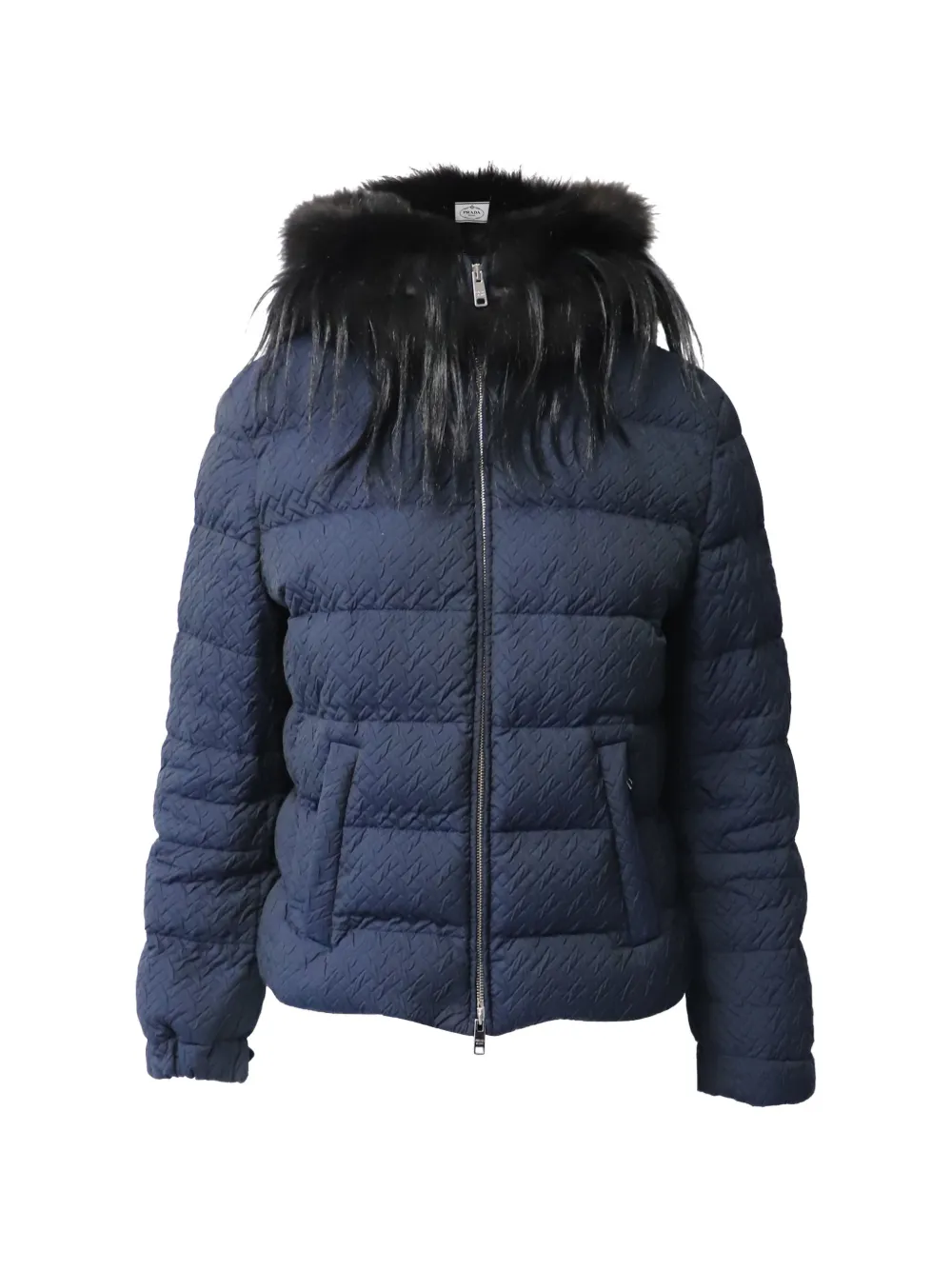 Prada Pre-Owned padded textured-collar jacket - Blu