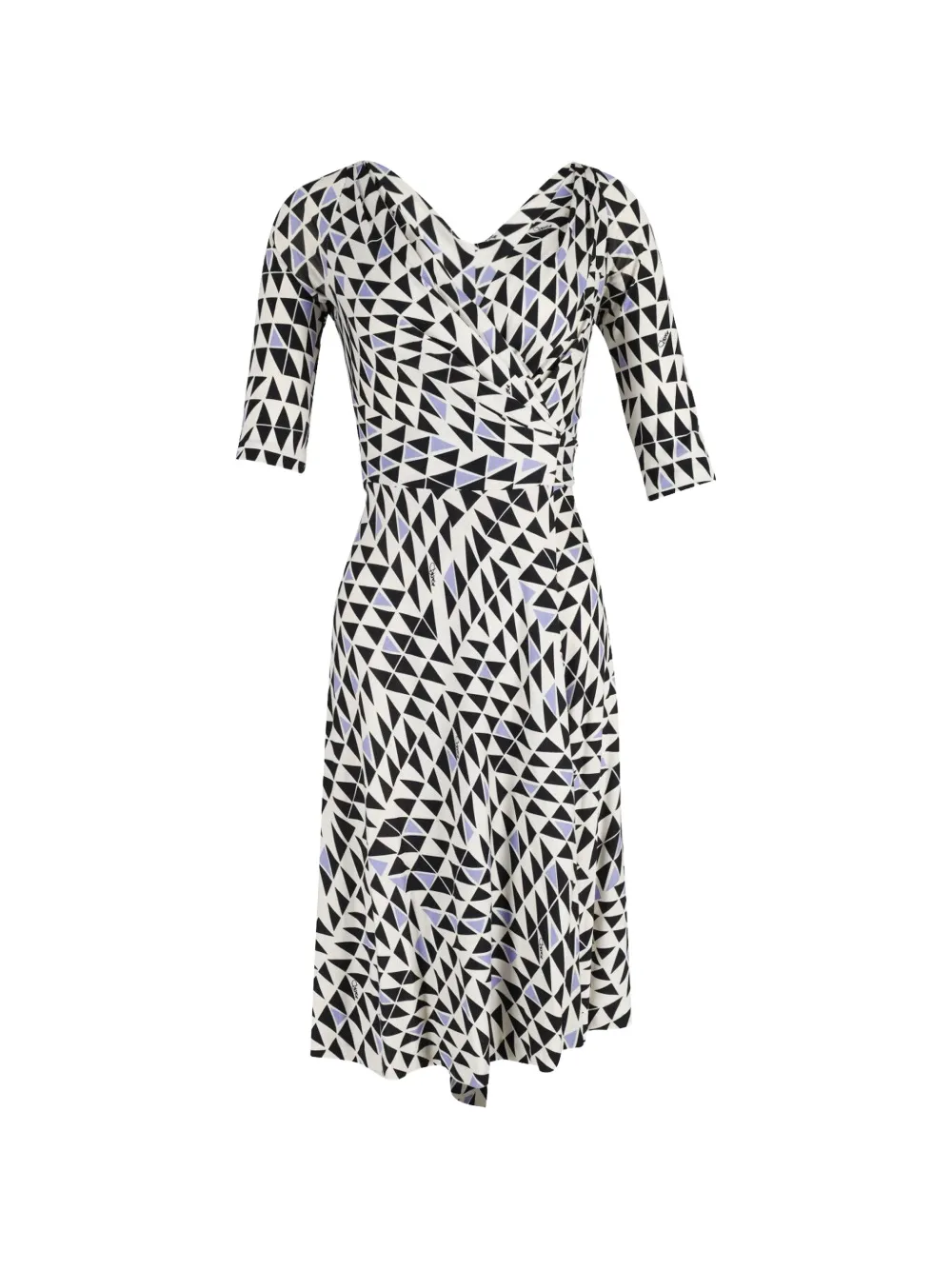 Diane Von Furstenberg Vintage robe portefeuille Penna à imprimé géométrique - Blanc