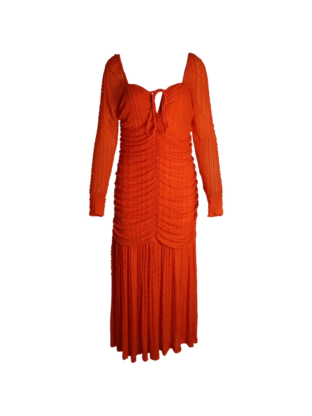 GANNI ruched midi dress - Arancione