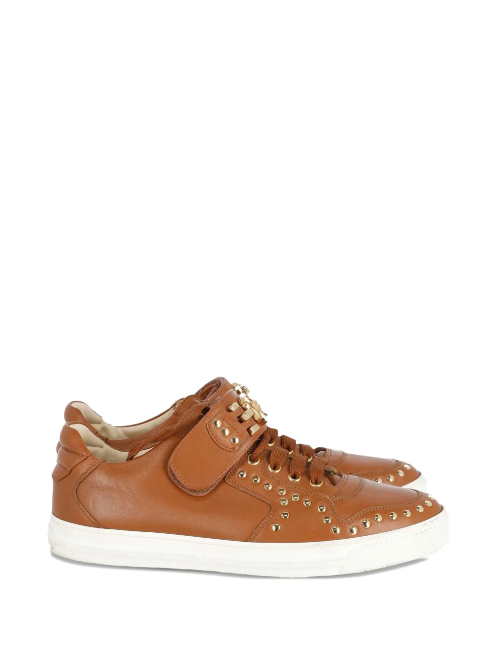 Versace Pre-Owned Medusa studded leather sneakers - Braun