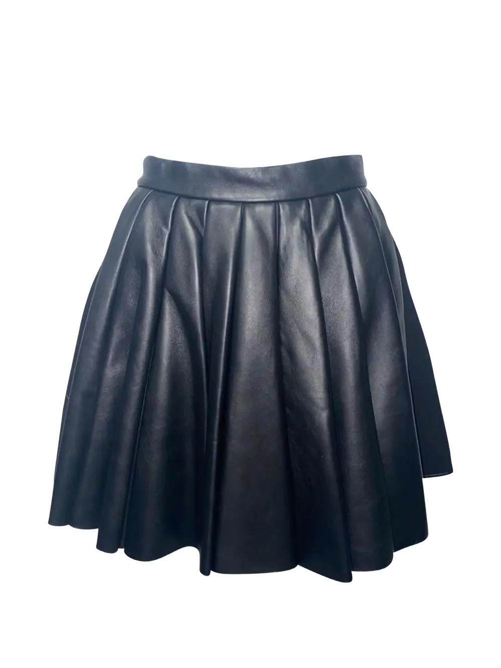 David Koma pleated leather mini skirt - Nero