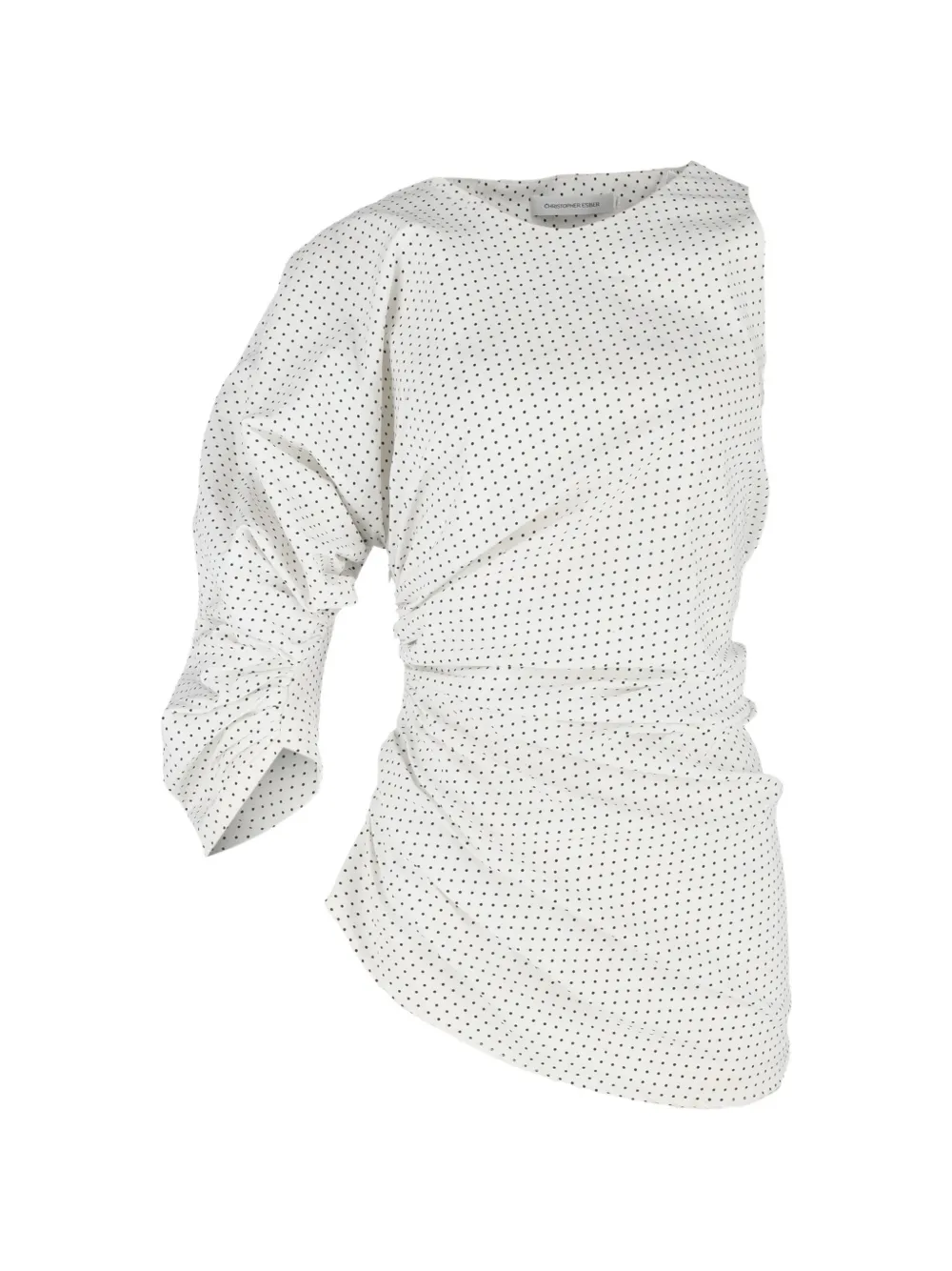 Christopher Esber polka-dot asymmetric-sleeve blouse - Bianco