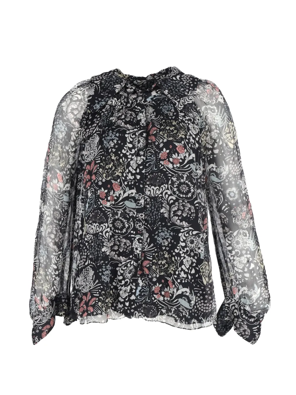 Chloé Vintage floral-print long-sleeve blouse - Nero