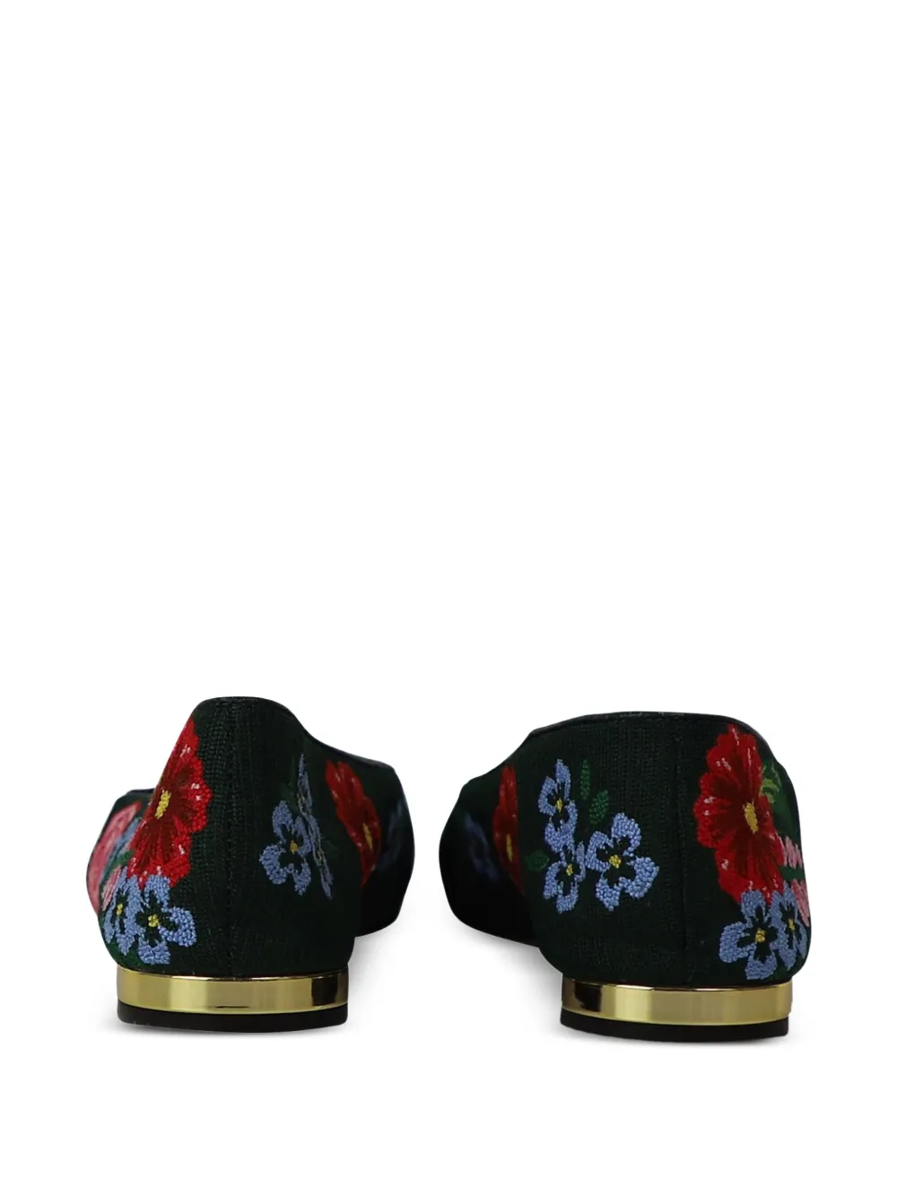  Charlotte Olympia Floral-embroidered Loafers - Green 