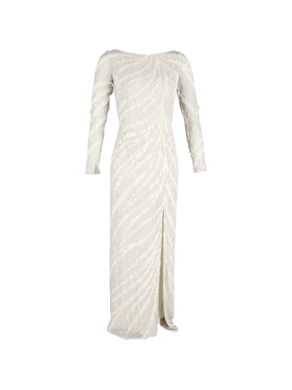 Jenny Packham sequined long-sleeve gown - Bianco