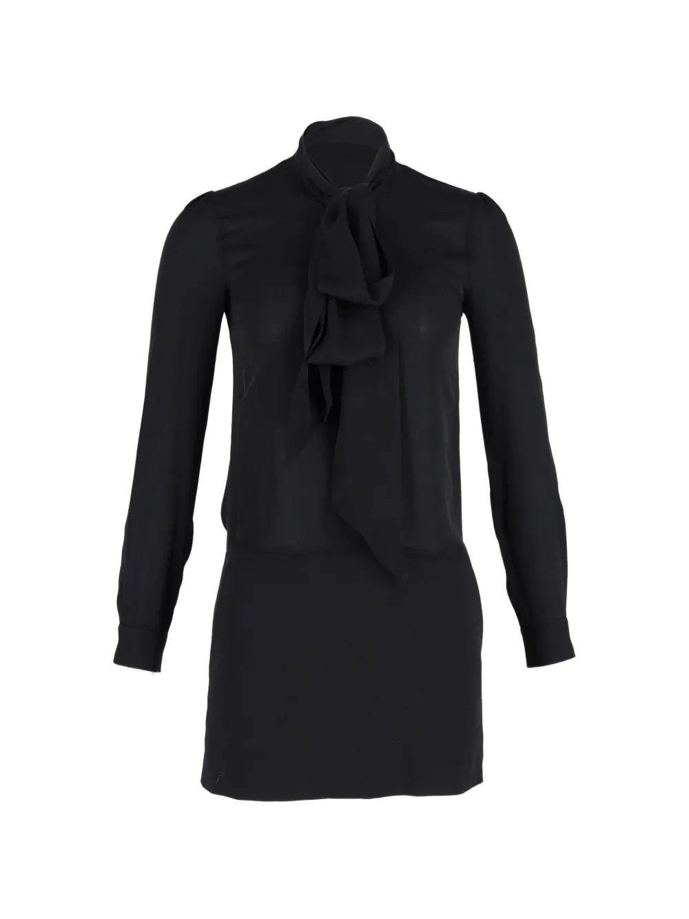 Theory bow-detail long-sleeve mini dress - Nero