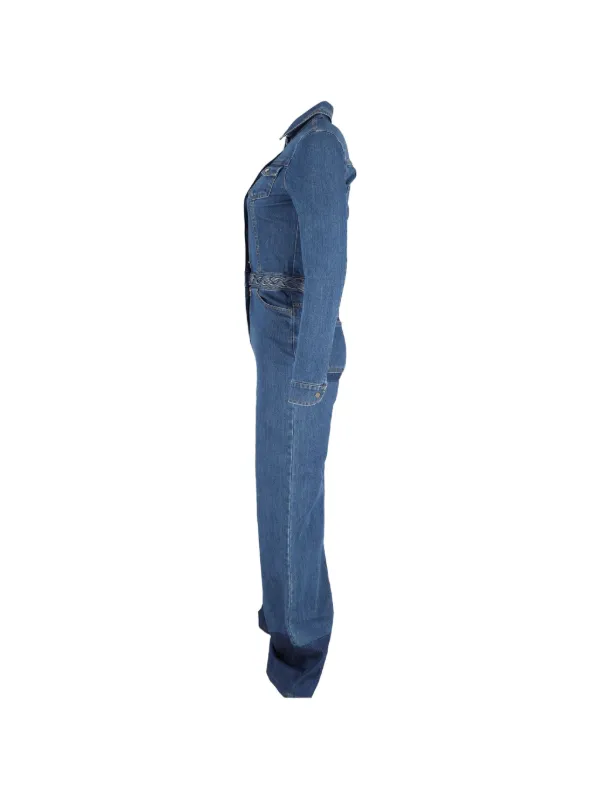 Mario Valentino Vintage long-sleeve Denim Jumpsuit | Blue | FARFETCH