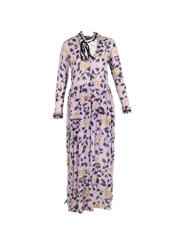 ganni purple floral dress Ganni