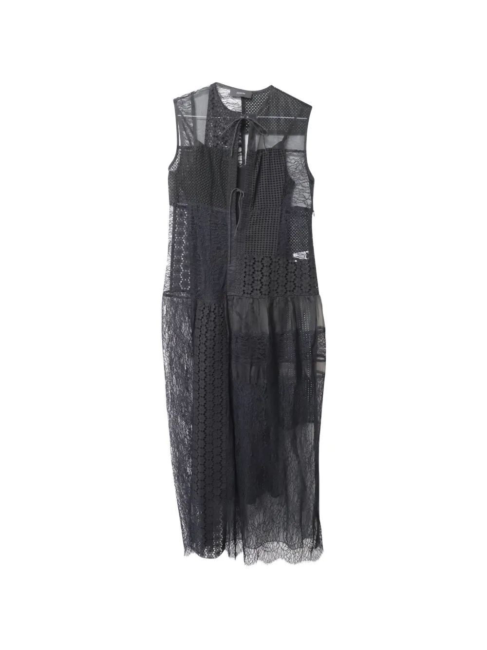 JOSEPH lace patchwork midi dress - Nero