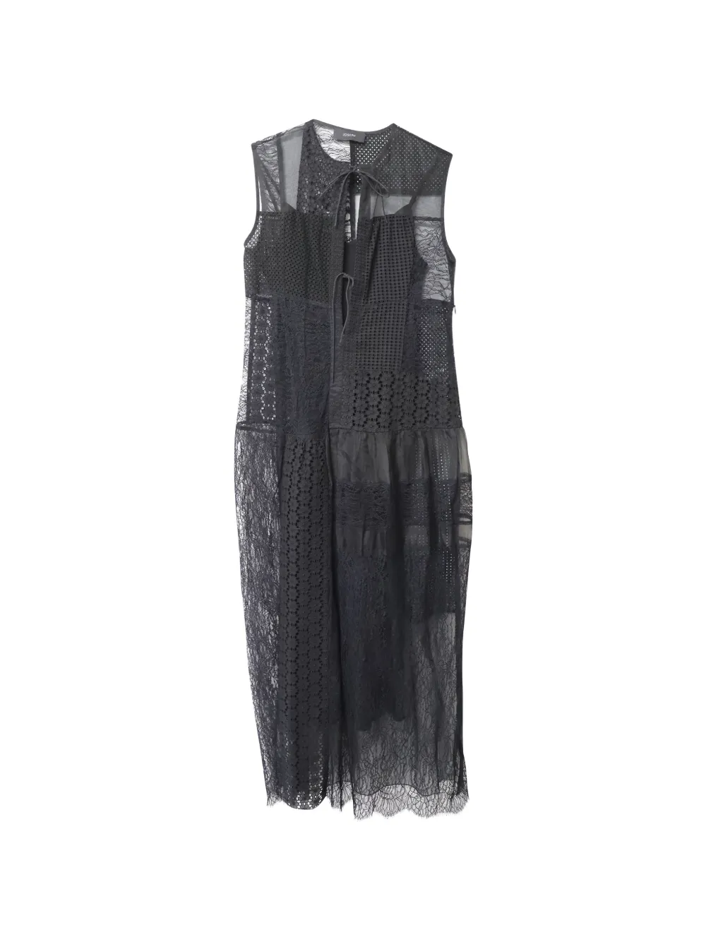 JOSEPH lace patchwork midi dress - Nero