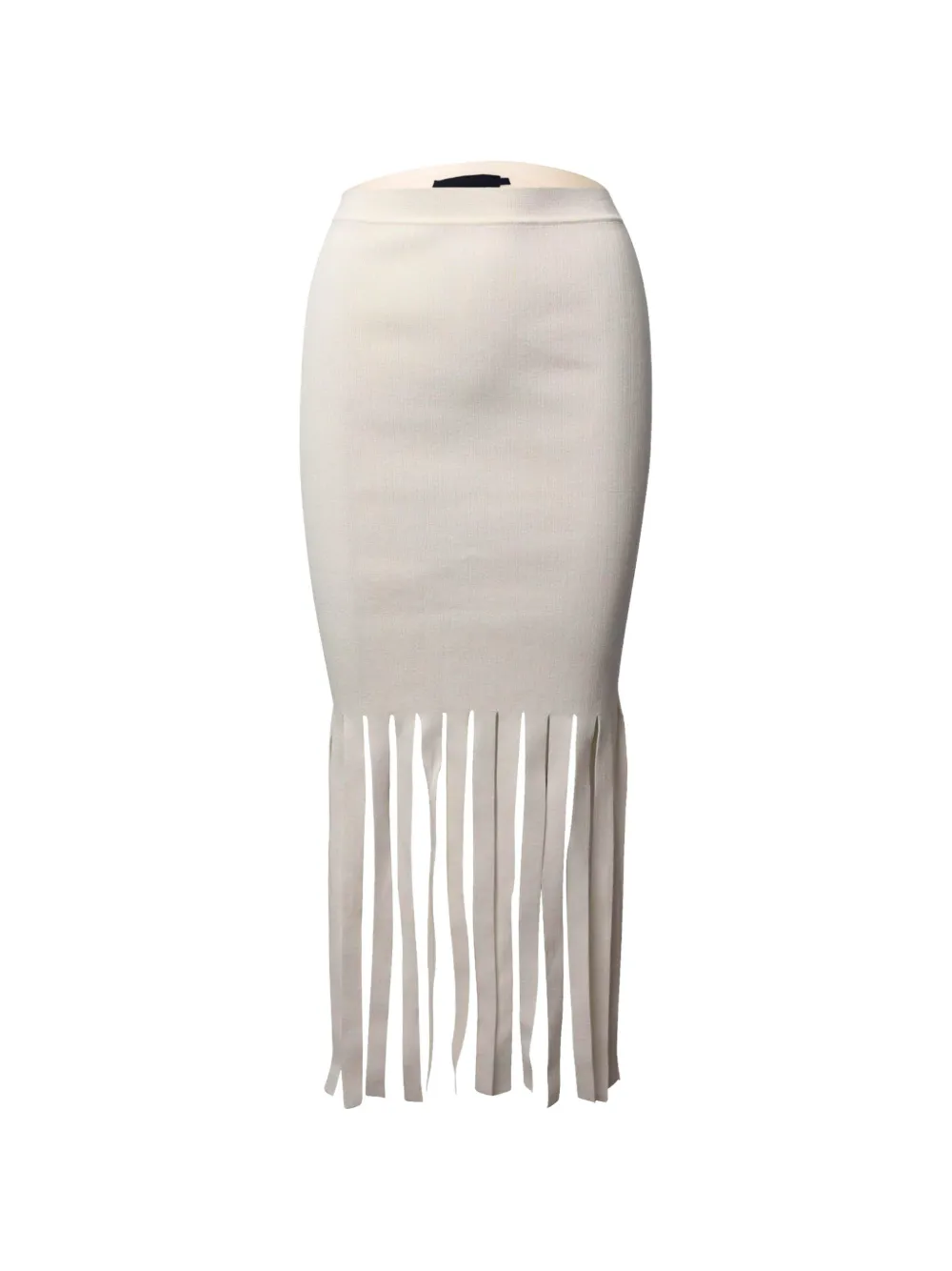 Pre-Owned Alexander Wang fringed-hem midi skirt - Bianco
