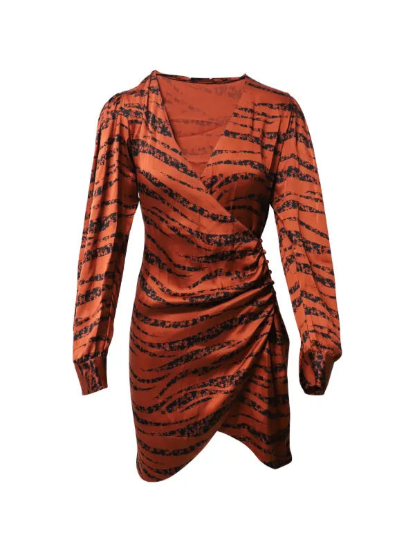 tiger print mini dress Nasty Gal Women's Chiffon High Neck Ruched in Stone or dress it down with a leather jacket and ankle boots for evening drinks D&G Tiger Print Ruched Mini