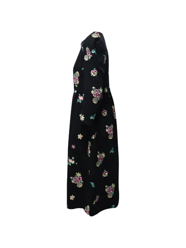 Batsheva puff-sleeve floral-print Dress | Black
