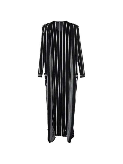 Balmain Pre-Owned belted striped knit cardigan