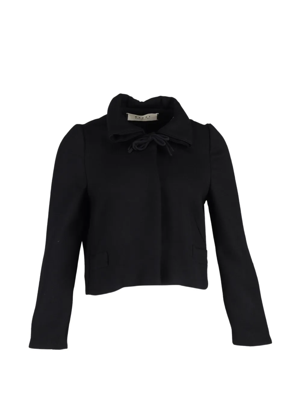 Marni Pre-Owned tie-detail long-sleeve cropped jacket - Nero