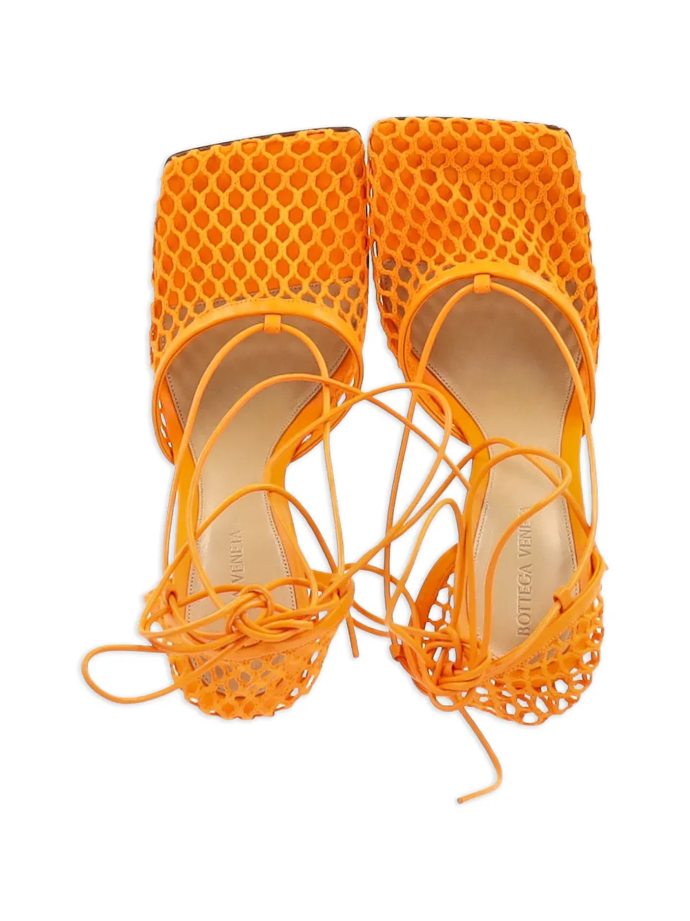 Squared-Toe Lace-Up Leather Sandals