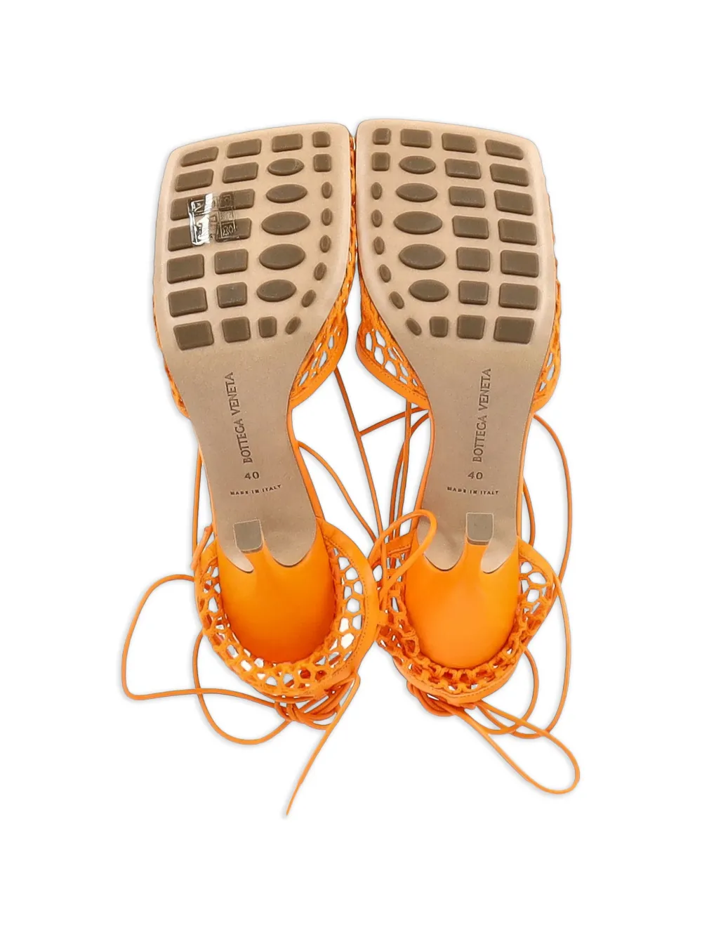 Squared-Toe Lace-Up Leather Sandals