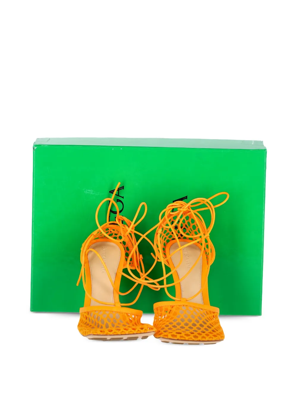 Squared-Toe Lace-Up Leather Sandals