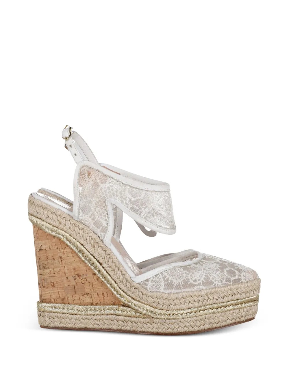 Nicholas Kirkwood lace ankle-strap wedges - Bianco